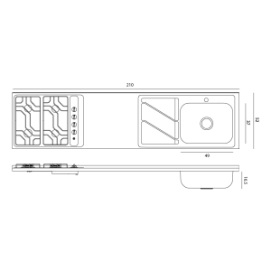 1.-MESÓN 2.10M X 52CM 4 GAS - Image 4